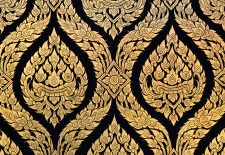 Traditional Thai style art on templeの写真素材