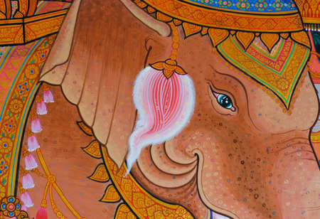 Elephant painting in Thai styleのeditorial素材