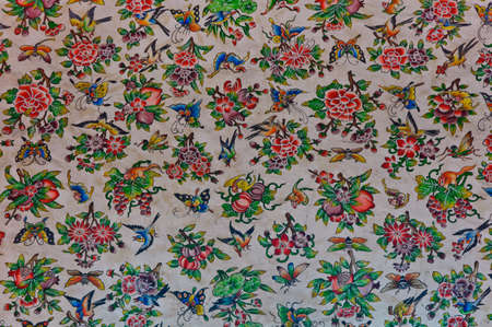 Colorful Thai art on temple wall