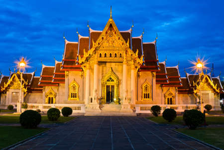 Beautiful marble temple in Thailandの写真素材