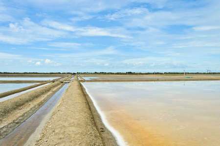 Salt evaporation ponds in Thailandの写真素材