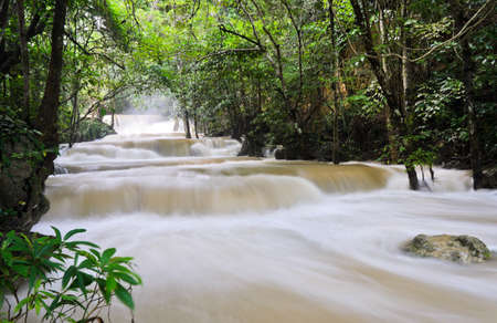 Waterfall in tropical rainforest, Thailand
