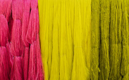 Colorful of dyed silk filament