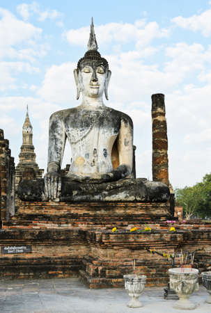 Ancient stone Buddha in Sukhothai Historical Park, Thailandの写真素材