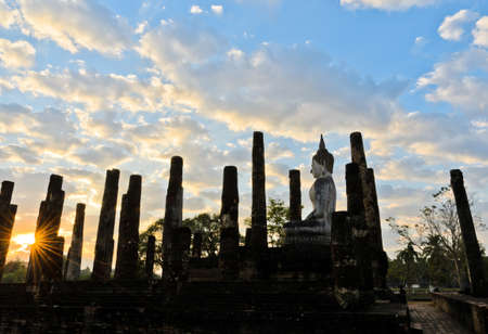 Sukhothai Historical Park at sunrise, Thailandの写真素材
