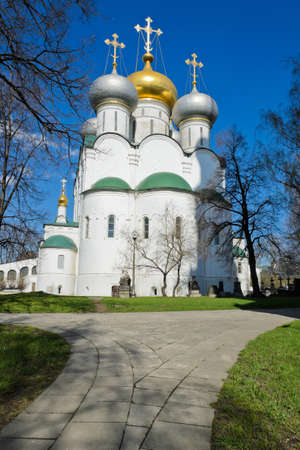 Russian Orthodox church in Novodevichy Convent, Moscow, Russiaの写真素材