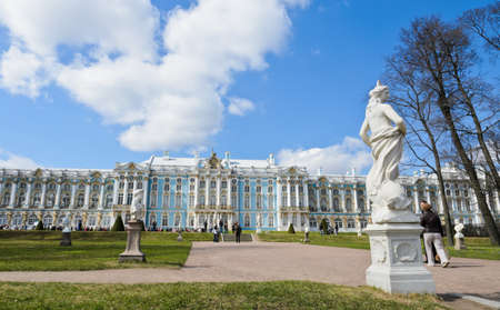 Catherine Palace in town of Tsarskoye Selo  Pushkin , St  Petersburg, Russiaのeditorial素材