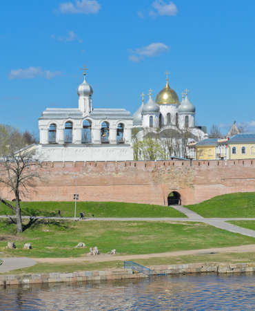 Novgorod Kremlin in Veliky Novgorod, Russia  The belfry of St  Sophia Cathedral の写真素材