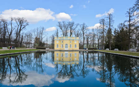 The Upper Bath Pavillion in Catherine palace with reflection, Russiaのeditorial素材