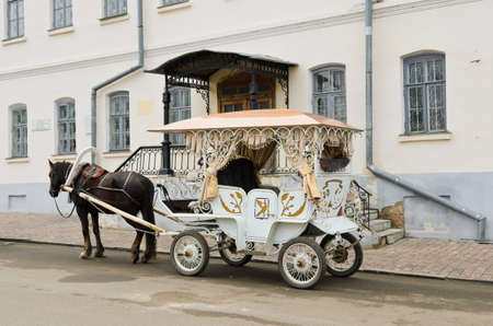 Traditional horse carriage in Suzdal, Russiaの写真素材