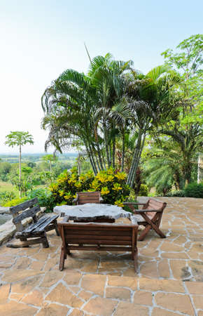 Outdoor table and chairsの写真素材