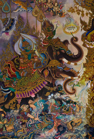 Native Thai mural on temple wall