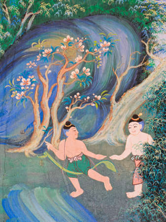 Traditional Thai mural painting のeditorial素材
