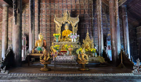 Shwe In Bin Kyaung is wooden teak monastery in Mandalay, Myanmarのeditorial素材