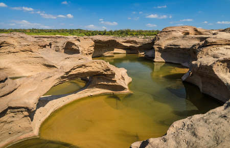 Sam Pan Bok, The Amazing of Rock shape in Mekong River during summer, Thailand
