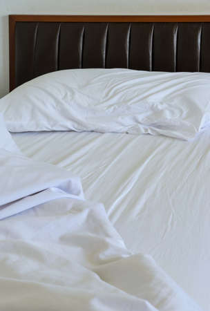 White pillows on a bed