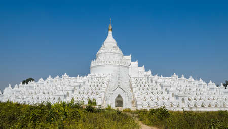 White pagoda of Hsinbyume  Myatheindan  in Mingun, Myanmarの写真素材