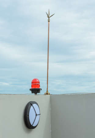 Lightning rod on rooftop wallの写真素材