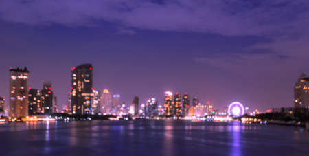 Bangkok skyline at night- Blurred bokeh backgroundの写真素材