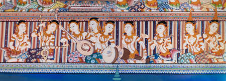 Thai mural painting on temple wallのeditorial素材