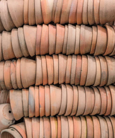 Stack of terra cotta flower potsの写真素材