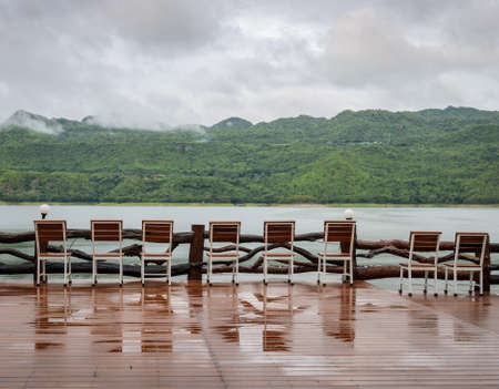 Beautiful nature view of Srinakarin dam after raining in Kanchanaburi, Thailandの写真素材