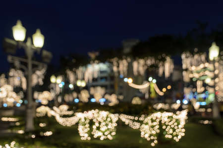 Colorful bokeh city lights illuminated backgroundの写真素材