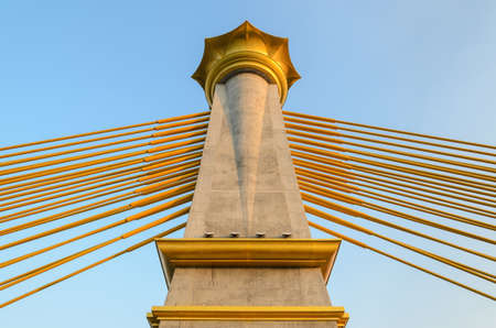 Architectural detail of cable-stayed bridgeの写真素材