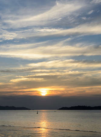 Beautiful sunset sky on Andaman sea in Ranong, Thailandの写真素材