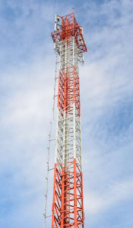 Telecommunication tower with blue sky