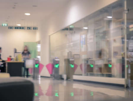 Blurry automatic access control gates of public libraryの写真素材