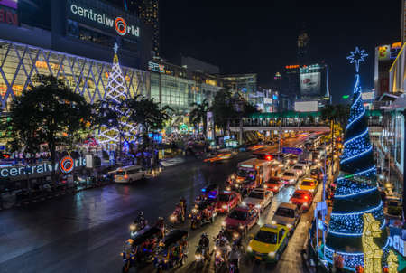 BANGKOK, THAILAND - JANUARY 1, 2015 : Night illumination of Christmas and New Year celebration 2015...