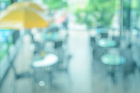 Blurred empty cafe terrace  with retro filter effect. Top view imageの写真素材