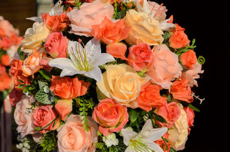 Colorful of outdoor mixed bouquet artificial flowers