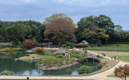Korakuen, Japanese garden in autumn season, Okayama, Japan. Korakuen is one of JapanÃ¢ï¿½ï¿½s three most celebrated gardens.のeditorial素材
