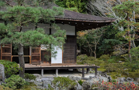 Ginkakuji temple or Temple of the Silver Pavilion in kyoto, Japan. Togu-do building, a national...