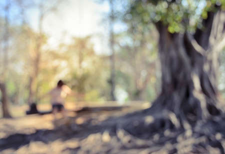 Blurred abstract nature green park with sunlight  background. Vintage filtered effect imageの写真素材