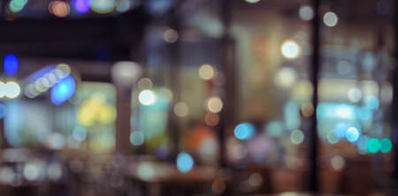 Abstract blurred coffee shop or restaurant for background. Retro filtered effect imageの写真素材