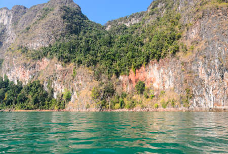 Beautiful limestone mountain cliff and natural attractions at Khao Sok National Park in Surat Thani...