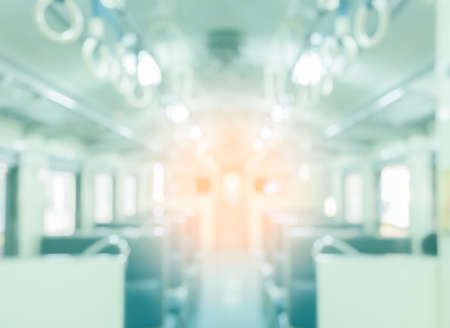 Blurred interior of passenger car or train backgroundの写真素材