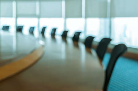 Blur image of empty boardroom with window cityscape background. Business conceptの写真素材