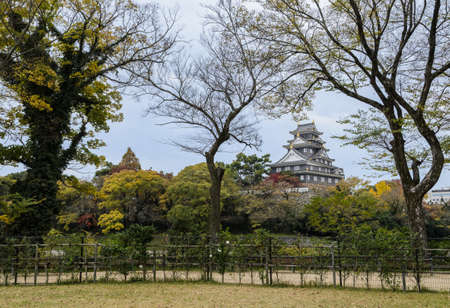 Stunning view of Okayama Castle in autumn season, Okayama, Japanのeditorial素材