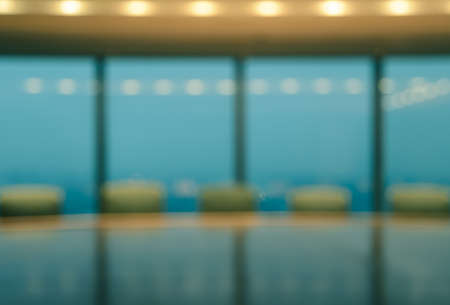 Blur image of empty boardroom with window cityscape background. Business conceptの写真素材