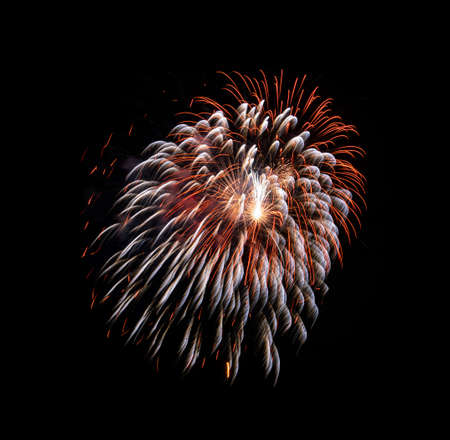 Colorful exploded fireworks display,  isolated on black background