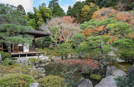 Ginkakuji temple or Temple of the Silver Pavilion during autumn colors in kyoto, Japan. Togu-do...