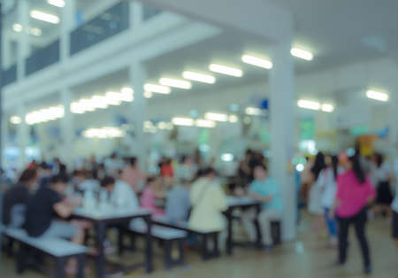 Blur abstract backgroud of cafetaria in University or food court in shopping mall