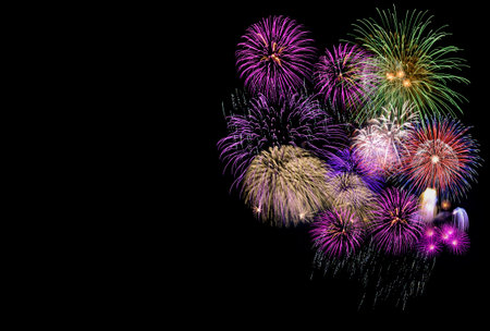 Colorful fireworks isolated on black background