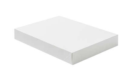 White cardboard paper box for products design mock-up isolated on white backgroundの写真素材