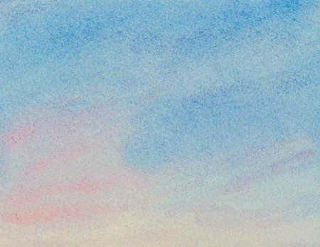 Abstract watercolor  painting background. Smooth gradient from blue to red color. Hand drawn on paper with texture illustrationの写真素材