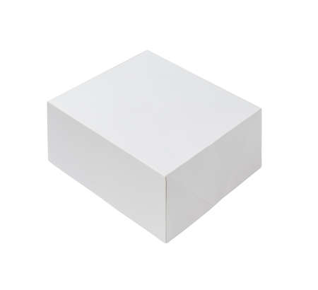 White cardboard paper box for products design mock-up isolated on white backgroundの写真素材